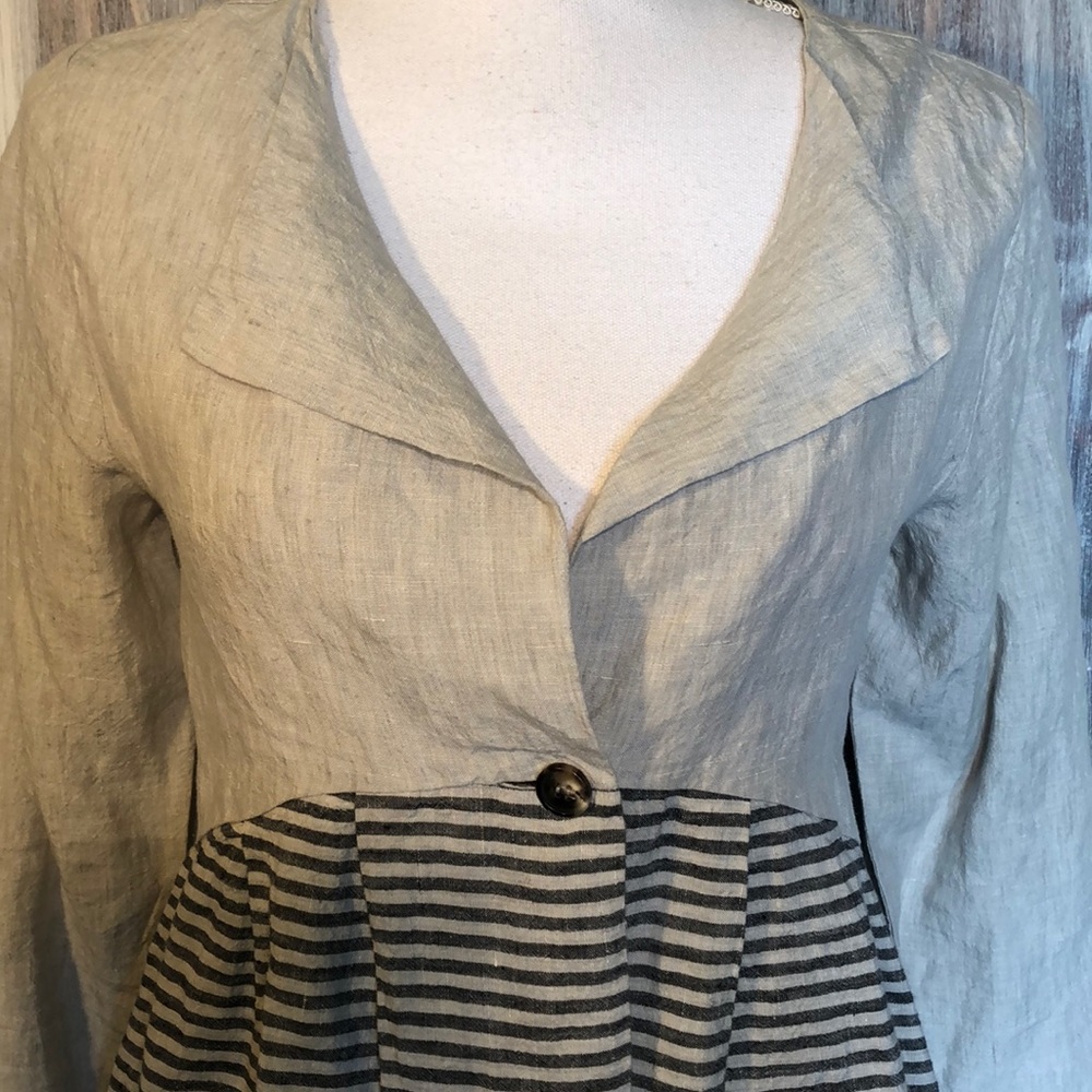 Apuntob one button lightweight linen jacket - Picture 2 of 5
